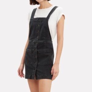 3X1 NYC Rose Black Denim Pinafore Dress M